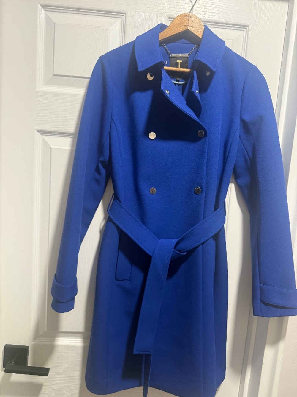 Ted Baker London Cobalt Blue Wrap Belted Trench Coat Jacket Size 1 - XS US 2